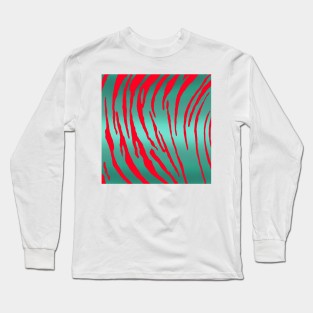 Metallic Tiger Stripes Green Red Long Sleeve T-Shirt